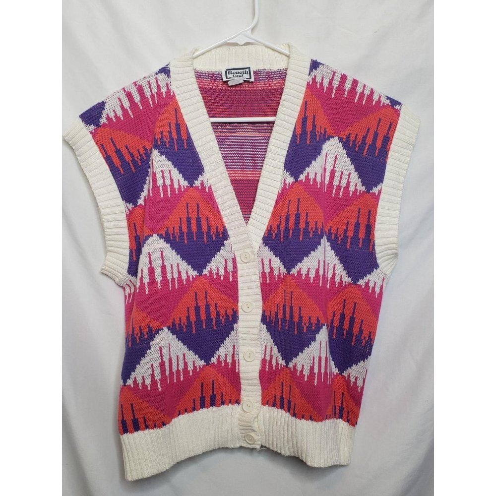Kenneth Too OSFM Acrylic Sweater Vest Pink Purple